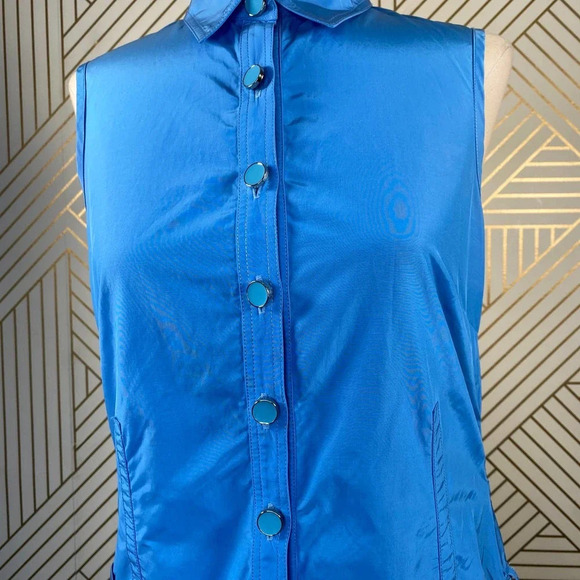 Adam Lippes Adam Plus Eve Shirt Dress Sleeveless Mini Button Tie Blue Size 6‎ - Picture 3 of 11